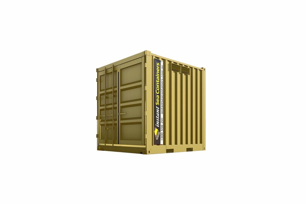 Yellow shipping container by Instant Sea Containers.